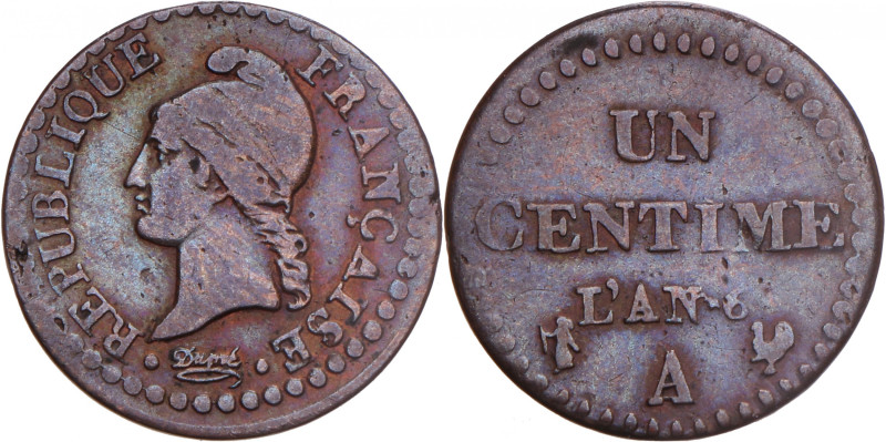 France. Republic. Centime. An 6 A. Gad. 76. 2 g. VF.