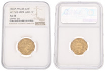 France. Second republic. 20 Francs. 1851 A. AU 58. NGC graded: 5777786-014. Fr. 529. 6,45 g.