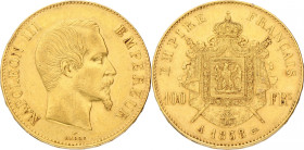 France. Napoleon III. 100 Francs. 1858. VF. KM# 786.1. 32,3 g.