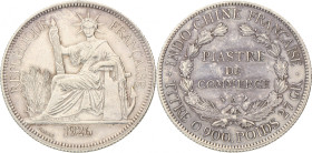 French Indochina. Piastre. 1926 A. Cleaned. KM 5a.1. 27,2 g. XF.