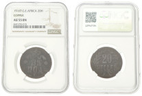 German East Africa. Wilhelm II. 20 Heller. 1916 T. AU 55 BN. NGC Graded: 6641276-015. 11,5 g.