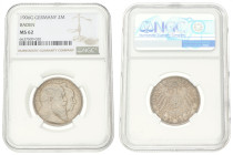 German states. Baden. Friedrich. 2 Mark - 50th wedding anniversary. 1906 G. MS 62. NGC graded: 6637509-030. AKS 159. J. 34. 11,11 g.