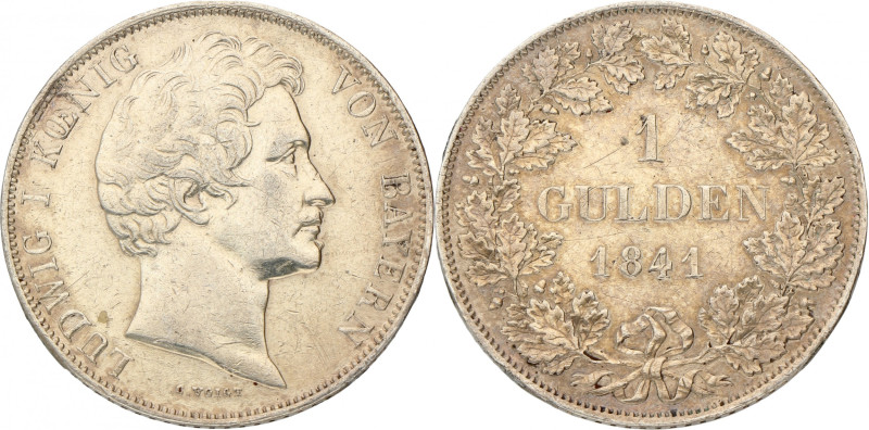 German States. Bavaria. Ludwig I. Gulden. 1841. VF / XF. KM# 414. 10,6 g.