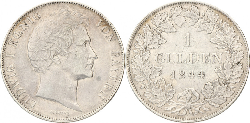 German states. Bavaria. Ludwig I. 1 Gulden. 1844. XF -. 10,61 g.