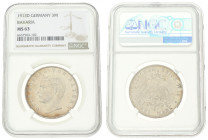 German states. Bavaria. Otto. 3 Mark. 1913 D. MS 63. NGC graded: 6637509-102. AKS 202. J. 47. 16,6 g.