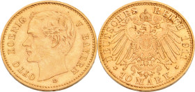 German states. Bavaria. Otto. 10 Mark. 1911 D. XF. J. 201. 4 g.