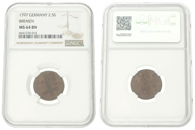 German States. Bremen. 2½ Schwaren. 1797. MS 64 BN. NGC Graded: 6641276-014. 2,9...