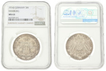 German states. Hamburg. 3 Mark. 1914 J. MS 63. NGC graded: 6637509-015. AKS 46. J. 64. 16,7 g.