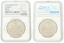 German states. Hamburg. 5 Mark. 1913 J. MS 63. NGC graded: 6637509-017. AKS 45. J. 65. 27,77 g.
