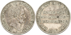 German states. Prussia. Friedrich Wilhelm III. Thaler - Segen des Mansfelder Bergbaues. 1836 A. XF -. Cleaned. AKS 18. J. 63. 22,2 g.