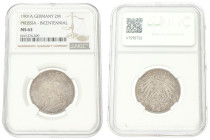 German states. Prussia. 2 Mark - 100th anniversary of the kingdom of Prussia. 1901 A. MS 62. NGC graded: 6641276-009. AKS 136. J. 105. 11,1 g.