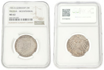 German states. Prussia. Wilhelm II. 2 Mark - Bicentennial. 1901A. MS 62. NGC Graded: 6641276-007. 11,11 g.
