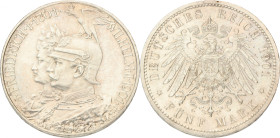 German states. Prussia. 5 Mark - 200th anniversary of the kingdom. 1901. XF. Cleaned. 27,85 g.