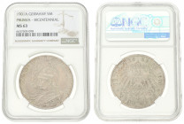 German states. Prussia. Wilhelm II. 5 Mark - 200th Anniversary of the Kingdom. 1901 A. MS 63. NGC graded: 6637509-098. AKS 135. J. 106. 27,85 g.