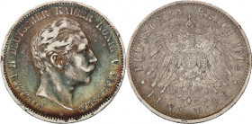 German states. Prussia. Wilhelm II. 5 Mark. 1902. VF +. With coloured patina. 27,68 g.