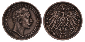 German states. Prussia. 2 Mark. 1907 A. VF +. KM 522.