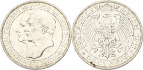 German states. Prussia. Wilhelm II. 3 Mark - Breslau University. 1911 A. XF +. Cleaned. AKS 138. J. 108. 16,7 g.