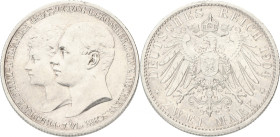 German states. Mecklenburg-Schwerin. Friedrich Franz IV. 2 Mark - Wedding of Friedrich Franz IV & Alexandra. 1904 A. XF -. J. 86. 11,2 g.