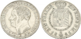 German states. Saxony. Carl Friedrich. Thaler. 1841 A. VF +. AKS 21. J. 531. 22 g.