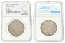 German states. Württemberg. Wilhelm II. 3 Mark. 1909 F. MS 63. NGC graded: 6637509-008. AKS 144. J. 175. 16,6 g.