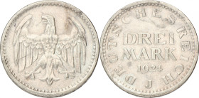 Germany. Weimar Republic. 3 Mark. 1924 J. XF +. 15,05 g.