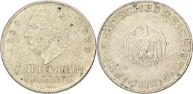 Germany. Weimar republic. 3 Mark - Goth. Ephraim Lessing. 1929 A. XF -. J. 335. 14,9 g.