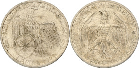 Germany. Weimar. 3 Mark - Unification of Waldeck & Prussia. 1929 A. XF. AKS 83. J. 337. 15 g.