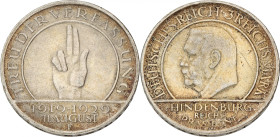Germany. Weimar. 3 Mark - Weimar constitution. 1929 F. VF +. Cleaned. J. 340. 15 g.