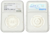 Germany. DDR. 10 Mark - Albrecht Dürer. 1971 E. MS 66. NGC graded: 6637509-005. AKS 86. J. 1532. 17 g.
