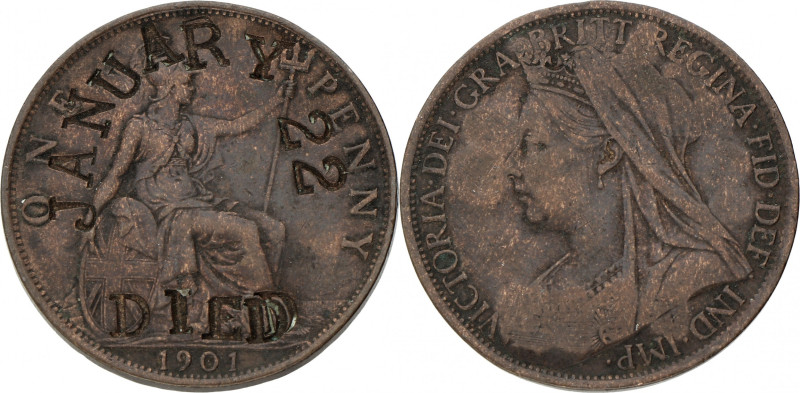 Great Britain. Penny - JANUARY 22 DIED. 1901. VF +. On the death of queen Victor...