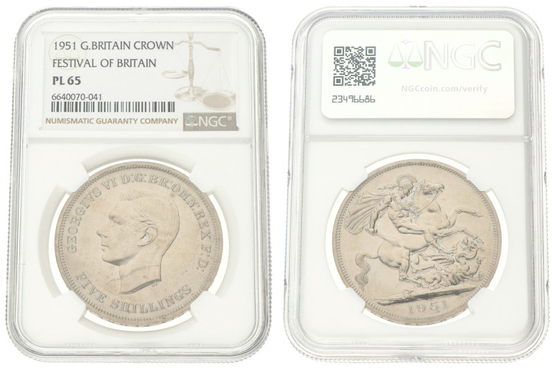 Great Britain. George VI. 1 Crown - Festival of Britain. 1951. PL 65. NGC Graded...