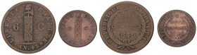 Haiti. Lot (2) 6 Centimes & 2 Centimes. An 43 / 1846. F - VF. KM# 26 & KM#28.