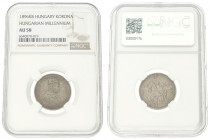 Hungary. Francis Joseph I. 1 Korona. 1896 KB. AU 58. NGC Graded: 6640070-019. 5 g.