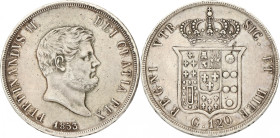Italian states. Kingdom of Sicily. Ferdinando II. 120 Grana. 1853. Zeer Fraai +. 27,6 g.