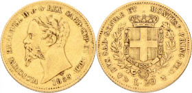 Italy. Kingdom. Vittorio Emanuelle. 20 Lire. 1859 P. VF. 6,3 g.