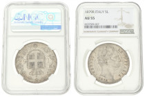 Italy. Kingdom. Umberto I. 5 Lire. 1879 R. AU 55. NGC graded: 6637509-027. Slab damaged. 25 g.