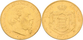 Monaco. Charles III. 20 Francs. 1878. XF. KM# 98. 6,46 g.