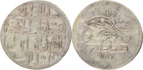 Ottoman Empire. Abdul Hamid I. Kurush. AH 1187 (1773 AD). KM 396. 19,08 g. VF.