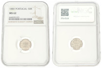 Portugal. Luís I. 50 Réis. 1880. MS 62. NGC Graded: 6640070-073. 1,25 g.