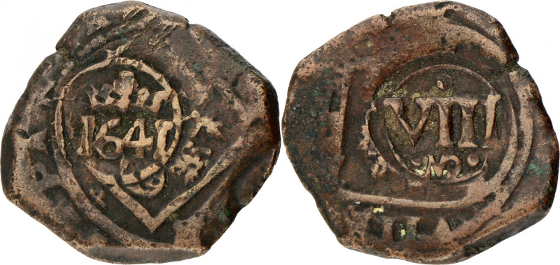 Spain. Philips IV. 8 Maradevis. 1641. Countermarked. 6,4 g. F +.