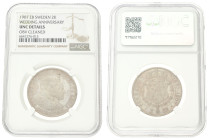 Sweden. Oscar II. 2 Kroner - Golden wedding. 1907 EB. UNC Details. NGC Graded: 6641276-013 Cleaned. 15 g.