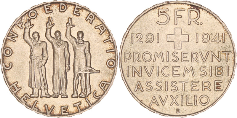 Switzerland. 'Anniversary of the Confederation' 5 Francs. 1941. UNC. HMZ 2. 1223...