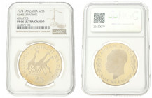 Tanzania. 25 Shilingi - Conservation. 1974. PF 66 Ultra Cameo. NGC Graded: 6640070-052. 28,28 g.