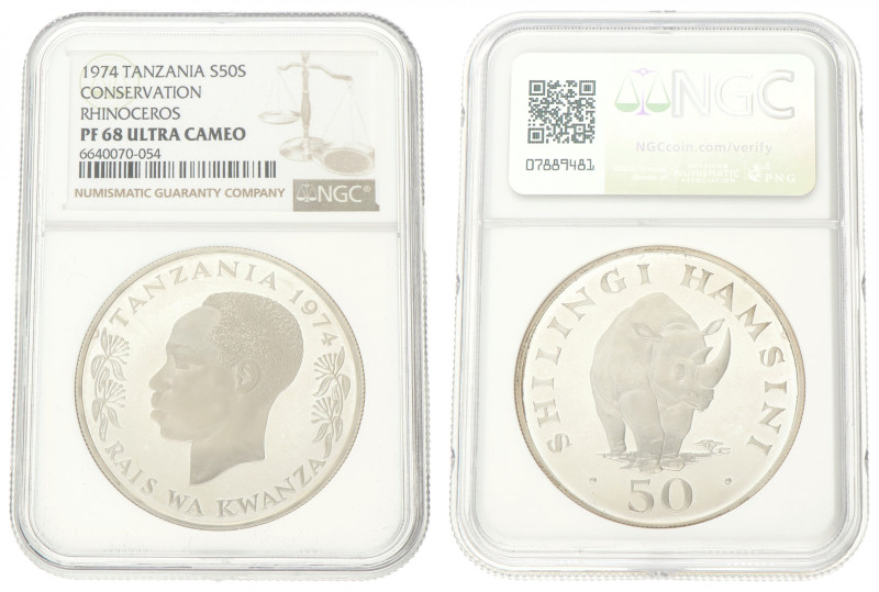 Tanzania. 50 Shilingi - Conservation. 1974. PF 68 Ultra Cameo. NGC Graded: 66400...