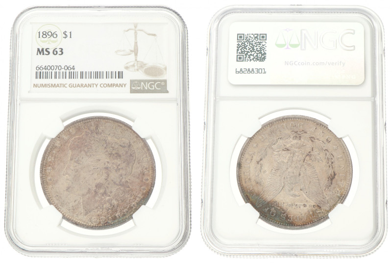 USA. Phillidelphia. 'Morgan' Dollar. 1896. NGC Graded: 6640070-064. 26,73 g.