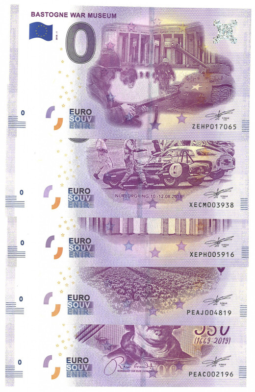 Europe. Lot 5 Banknotes. Souvernir Banknote. Type 2018/2019. - UNC. UNC.