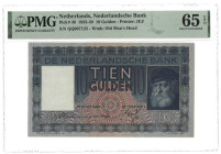 Nederland. 10 Gulden. Bankbiljet. Type 1938. - PMG 65EPQ (AV / Pick / Plomp. Pick# 49). - UNC.