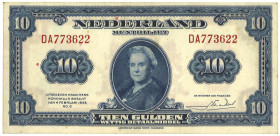 Nederland. 10 Gulden. Bankbiljet. Type 1943. - Prachtig. Prachtig.