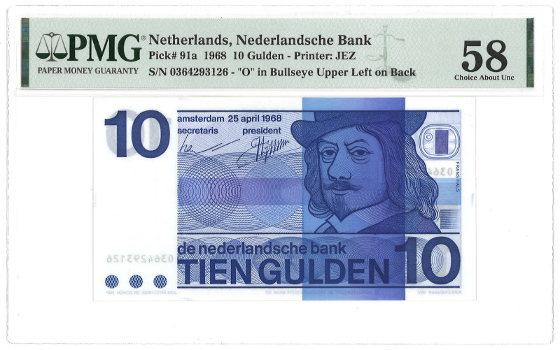 Nederland. 10 Gulden. Bankbiljet. Type 1968. - PMG 58 (AV / Pick / Plomp. Pick# ...