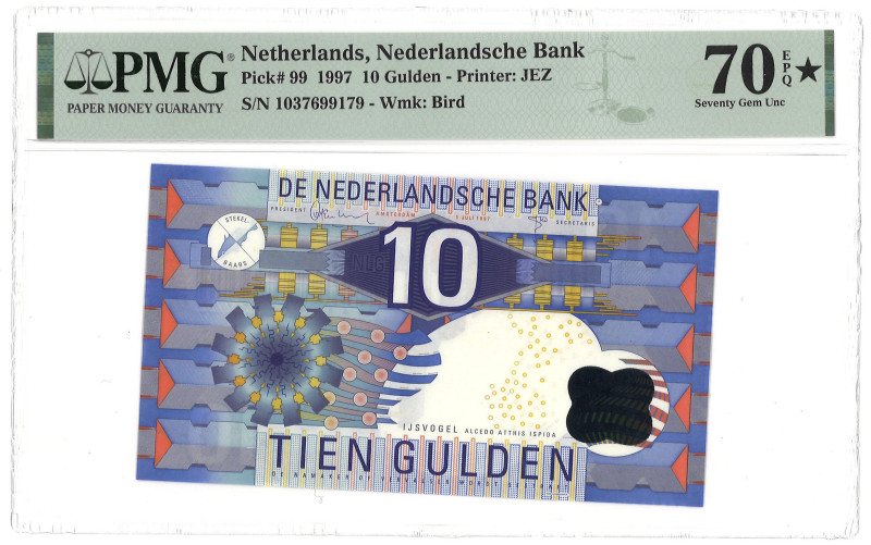 Nederland. 10 Gulden. Bankbiljet. Type 1997. - PMG 70EPQ (AV / Pick / Plomp. Pic...